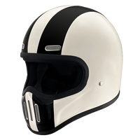 Casque de moto intégral rétro en fibre de verre - Rouge et blanc - Design classique - Compatible - DOT / 3C - Direct usine