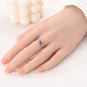 Serie <span class=keywords><strong>Anelli</strong></span> Fai-da-Te - Gioielli da Sposa in Argento Lucciola Anello Originale a V Fiore Scintillante per Donna - Product Image 6
