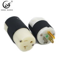 Connecteur HIFI DIY YIVO XSSH plaqué or et rhodium, prise secteur US IEC 3 broches pour câble d'alimentation audio-vidéo stéréo