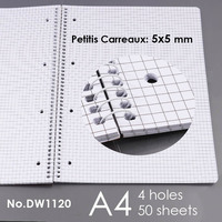Couverture en carton dur classique Foska 70 feuilles 3 trous A4 cahier à spirale notes d'écriture de bureau livres de produits laitiers unis