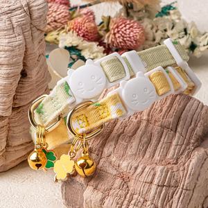 2 paket pamuk ayrılıkçı kedi yaka pembe çilek ve beyaz kalp şekilli kolye sevimli yavru kedi yaka çan ile - Product Image 4