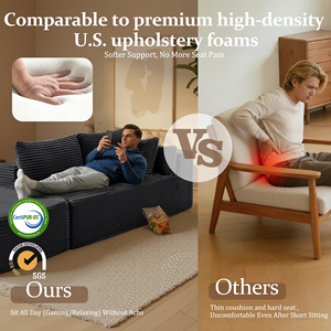 Sofá Modular Cloud <span class=keywords><strong>Couch</strong></span> 3 Peças, Chaise Reversível, Puff, Assento Profundo em Corduroy para Idosos e Crianças - Product Image 5