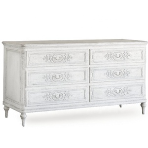 <span class=keywords><strong>Commode</strong></span> en bois blanc vintage française sur mesure avec 6 tiroirs <span class=keywords><strong>et</strong></span> miroir pour la chambre à coucher - Product Image 1