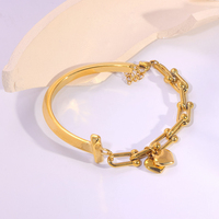 Bracelet Manchette Islamique en Acier Inoxydable Plaqué Or 18K avec Ayatul Kursi Arabe, Cadeau Vintage pour Femme
