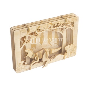 Puzzle en <span class=keywords><strong>bois</strong></span> <span class=keywords><strong>3D</strong></span> Wincent Dinosaure T-Rex Boîte à ombre Diorama de la jungle Kit de modélisme DIY Jouet éducatif STEM Décoration Cadeau Enfants - Product Image 5