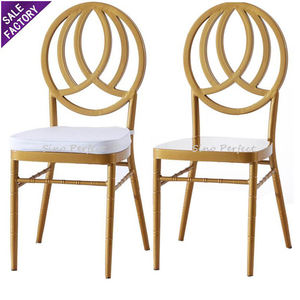 Sino Perfect Stacking <b>Metal</b> White Golden Phoenix Cushion <b>Chair</b> Wedding Banquet Events Modern Dining <b>Chairs</b> Dinner <b>Chairs</b> - Product Image 1