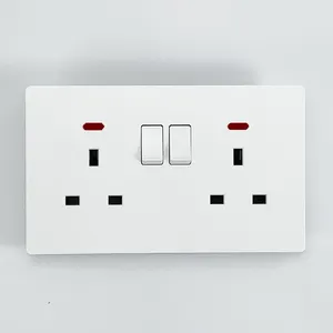 Ultrathin Design Electrical Light Switch And Socket 2 Gang Double Hole UK British Standard Wall Socket With Type-C USB