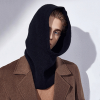 Cache-cou surdimensionné en cachemire doux de haute qualité, cagoule tricotée avec cordon de serrage, bonnet d'hiver personnalisé pour femme
