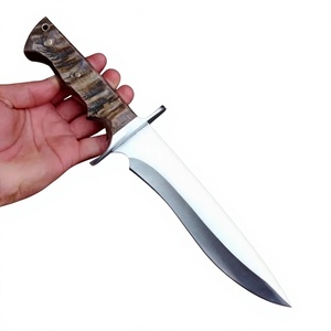 Cuchillo de Caza Hecho a Mano de Acero Inoxidable de Grado Industrial con Mango de Cuerno de Carnero y Funda de Cuero para Acampar al Aire Libre - Product Image 2