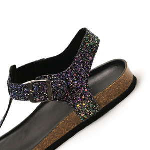 Tongs plates noires confortables pour femmes, nouveau design, magnifiques pantoufles à paillettes, élégantes et tendance - Product Image 3
