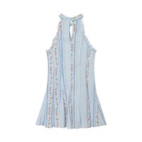 Nouvelle robe mini décontractée pour femme 2026, imprimé floral, style rétro chic, sans manches, coupe ajustée.