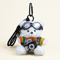Pendentif caméra ours, pendentif de sac, poupée en peluche, porte-clés couple, cadeau créatif, porte-clés