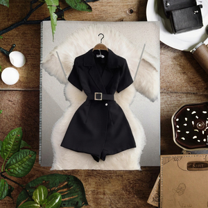 Combinaison noire pour femme - Combinaison courte formelle à manches courtes - Vêtements pour femme - Mode - Product Image 3