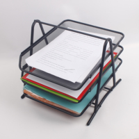 Organisateur de bureau à domicile extensible à 3 niveaux A4 plateau de fichiers de documents en papier étagère à livres support de rangement en treillis métallique Portable