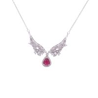 Collier en diamant de luxe pour femme Bijoux de soirée haut de gamme-Collier d'émeraude rouge Pigeon ailes d'ange