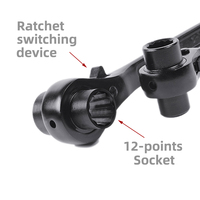 Kunci Soket Ganda Ratchet Scaffold Podger Wrench Spud Spanner dengan Soket Torx 12 Titik dan Ujung Runcing, Peralatan Tangan Konstruksi