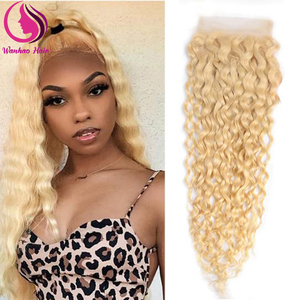 Tóc vàng đóng cửa sâu sóng tóc con người 4x4 613 ren đóng cửa Pre ngắt Trong Suốt Ren miễn phí phần với bé tóc đóng cửa cho phụ nữ - Product Image 1