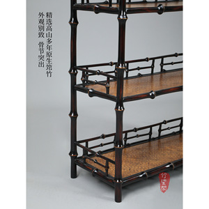 Lacquered Bamboo Bookshelf Vertical Shelf Antique Display Rack Multi-Treasure Cabinet For Study Living Room Decor - Product Image 3