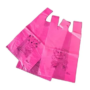 Venda quente Obrigado Saco De Plástico Carryout T-Shirt Sacos De Plástico Mercearia Compras Vest Handle Bags