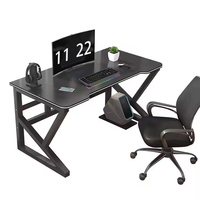 Bureau de jeu ergonomique moderne, surface aspect fibre de carbone, MDF, métal, poste de travail informatique rectangulaire pour la maison, le bureau et l'école