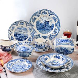 2025 New Arrival Johnson Dinner <b>Plate</b> for Charger <b>Plate</b> Coffee Sets Reasonable Price Fancy Old Blue Castle Dishes for School - Product Image 3