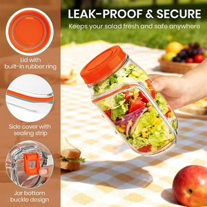 Vertical Layering Salad Jar 1-3L Airtight Seal Lid For Fresh Meal Prep - Product Image 4