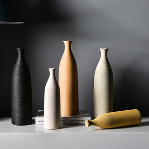 Vaso per Fiori in Ceramica Effetto Seta Nordico Morandi, Ecologico, Opaco, Decorazione con Fiori Secchi, Moderno Minimalista Creativo per Interni - Product Image 3