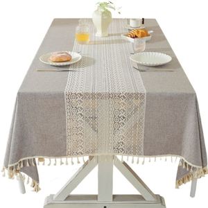 Mantel de 140x200cm con Temática Romántica, Impresión Tipográfica, Diseño Calado y Patchwork para Mesas de Comedor/Té, Recuerdos de Boda, Reuniones Familiares - Product Image 1