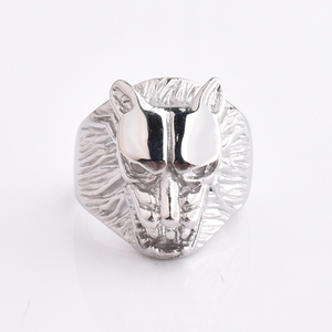 Nueva gran oferta, diseños simples, joyería de acero inoxidable, plata, hombres, Hiphop, anillos de cabeza de Lobo dominante - Product Image 2