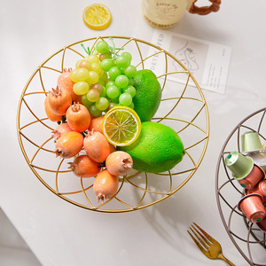 Metal Fruit Basket Round 1-3L Durable Storage For Home Desktop Use - Product Image 3