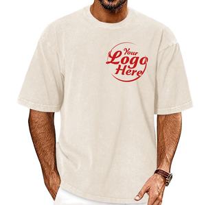 Camisetas extragrandes vintage personalizadas a granel para hombre, Manga corta básica de estilo callejero de algodón lavado - Product Image 4