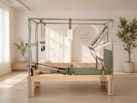 Maple Wood Pilates Cadillac Reformer dengan Footbar Eksternal, Meja Trapeze 3 in 1 Full Frame untuk Studio Komersial