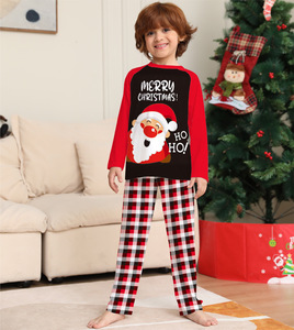 Nuevo <span class=keywords><strong>Pijama</strong></span> Térmico de Punto con Estampado de Santa Claus a Cuadros Rojos, Negros y Blancos a Juego para Navidad, Ropa de Casa Familiar para Padres e Hijos - Product Image 6