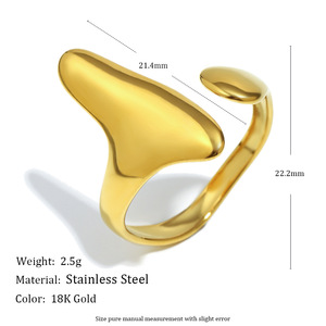 Stainless Steel 18K Gold Plated Abstract Hollow Open <b>Ring</b> Star Moon Floral Trendy <b>Statement</b> Finger <b>Ring</b> For Women Daily Jewelry - Product Image 4