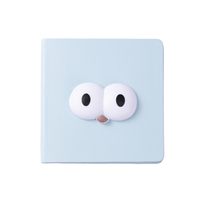 Divertido Diario de Regalo A6 con Ojos 3D, Cubierta de Cuero PU Cuadrada y Encuadernación Cosida con Hilo