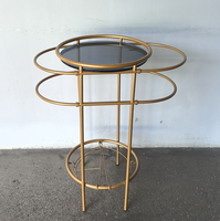 Console de salon multifonctionnelle Support pour plantes à 2 niveaux Banc pour pots de fleurs en laiton satiné Étagère pour plantes en or de luxe Étagère étanche à l'eau