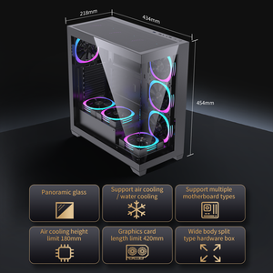 Lovingcool パノラマビュー キューブ型 強化ガラス フルタワー ゲーミングPCケース ATX MATX <span class=keywords><strong>ITX</strong></span>マザーボード対応 - Product Image 6