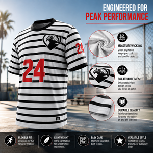 Maglia da Calcio Personalizzata a Righe, Sublimata, ad Asciugatura Rapida, Traspirante, in Poliestere, Uniforme da Squadra con Numero per Uomini e Ragazzi - Product Image 3