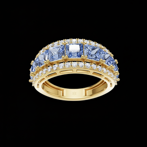 SM Jewels 925 plata esterlina estilo hip-hop eternidad banda anillo azul moissanita diamante boda compromiso regalo - Product Image 1