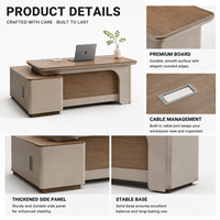 Bureau de direction contemporain avec armoire latérale, table de luxe pour PDG, mobilier de bureau personnalisé, vente en gros d'usine