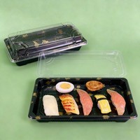 Plateau en plastique durable pour servir des sushis, idéal pour les restaurants japonais et l'usage domestique, bols et assiettes en plastique, boîte à sushis