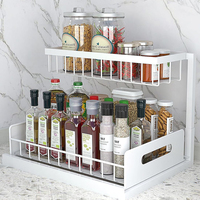 Étagère de rangement coulissante à 2 niveaux pour sous l'évier, pour salle de bain et cuisine, en métal robuste, organisateurs et rangements sous l'évier