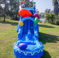 Toboggan aquatique gonflable de carnaval, qualité commerciale, double piste, en PVC, respectueux de l'environnement, avec décorations de balles colorées, pour fêtes d'été