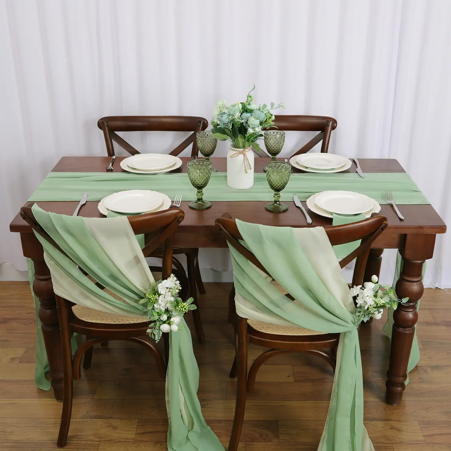 Chiffon Chair Sashes Wedding for Banquet Decorations Party Event Baby Shower High Quality