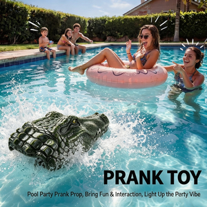 Bateau télécommandé Flytec V002 en forme de tête de crocodile, jouet de simulation de mouvement à commande radio pour enfants, accessoire de <span class=keywords><strong>blague</strong></span> d'Halloween - Product Image 4