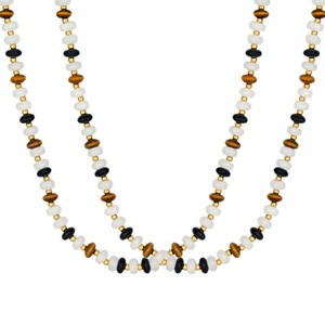 Ensemble de bijoux pour femmes en or plaqué or, simple et élégant, en acier inoxydable avec pierre d'agate - Product Image 2