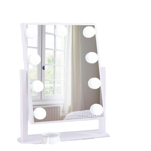 Venta al por mayor logotipo personalizado Mini LED de cristal <span class=keywords><strong>espejo</strong></span> de maquillaje pequeño <span class=keywords><strong>espejo</strong></span> de pie para mesa <span class=keywords><strong>espejo</strong></span> de tocador para boda cumpleaños <span class=keywords><strong>marco</strong></span> de metal - Product Image 2