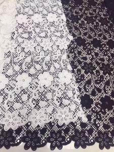 Tela de encaje para vestido de novia, tejido de guipur peruano de diseño blanco puro suizo elegante - Product Image 2