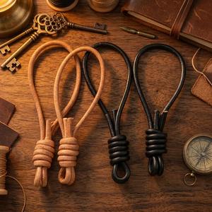 10 Cm Handmade Woven Rope Diy Keychain Genuine Leather Car Key Ring <b>Doll</b> <b>Accessories</b> Pendant - Product Image 1