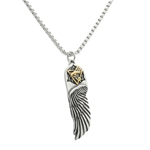 Colgante de ala de ángel de acero inoxidable con símbolo de ojo, collar para hombre, diseño geométrico, regalo de joyería de moda 280613 - Product Image 4
